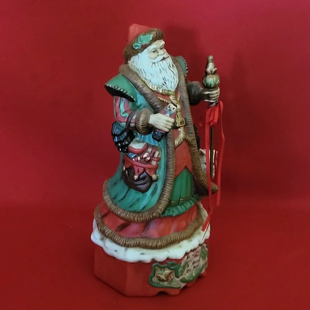 VTG Porcelain Santa Musical Plays Santa Claus Is Coming To Town Merry Ole Soul I